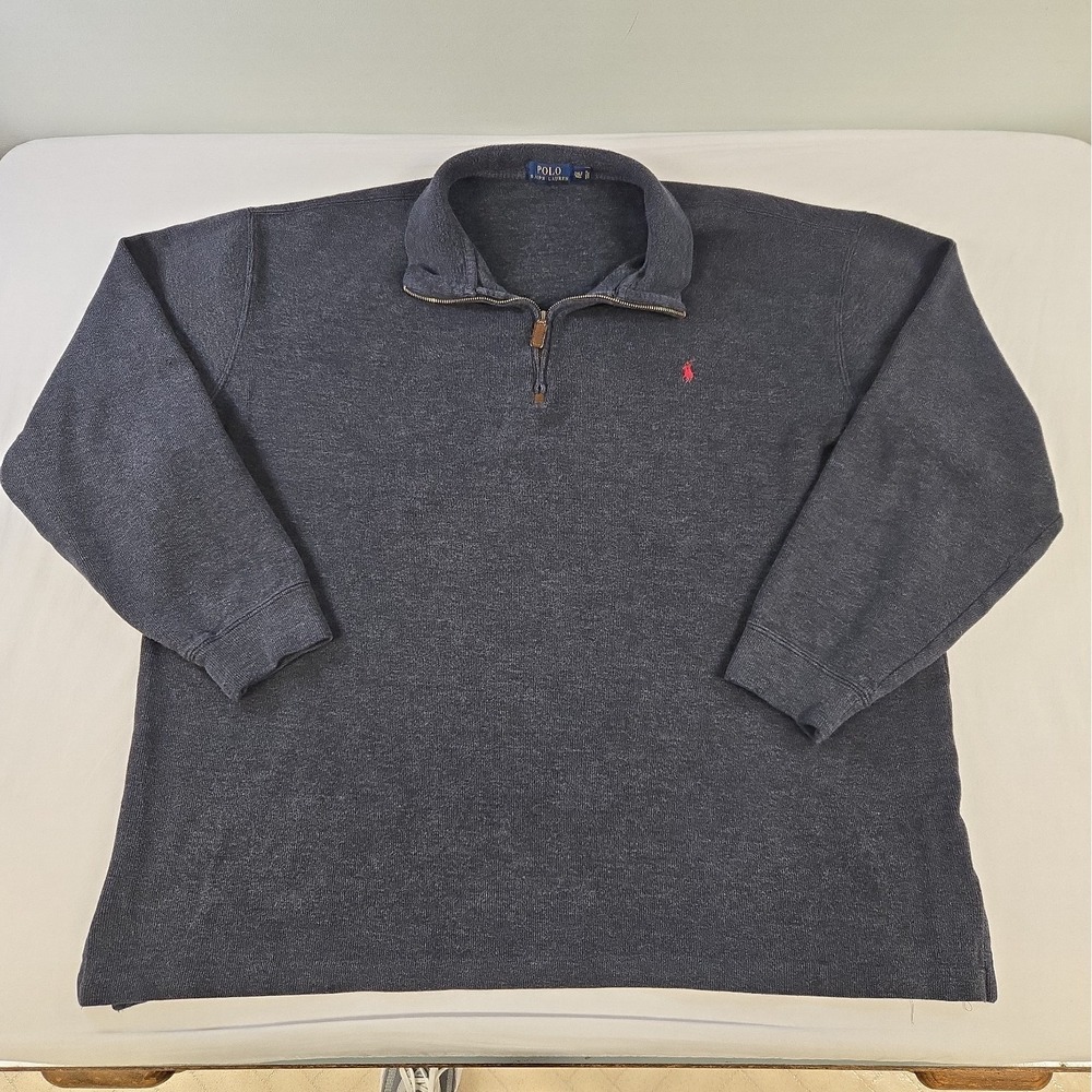 Polo Ralph Lauren Mens Size 2XLT Quarter Zip Pullover Charcoal Gray